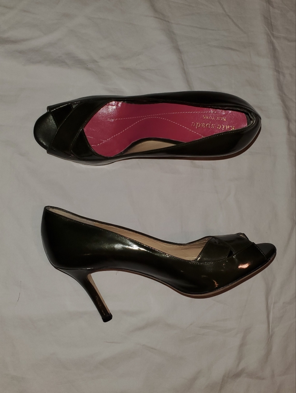 Kate Spade Black Patent Peep-Toe Pumps